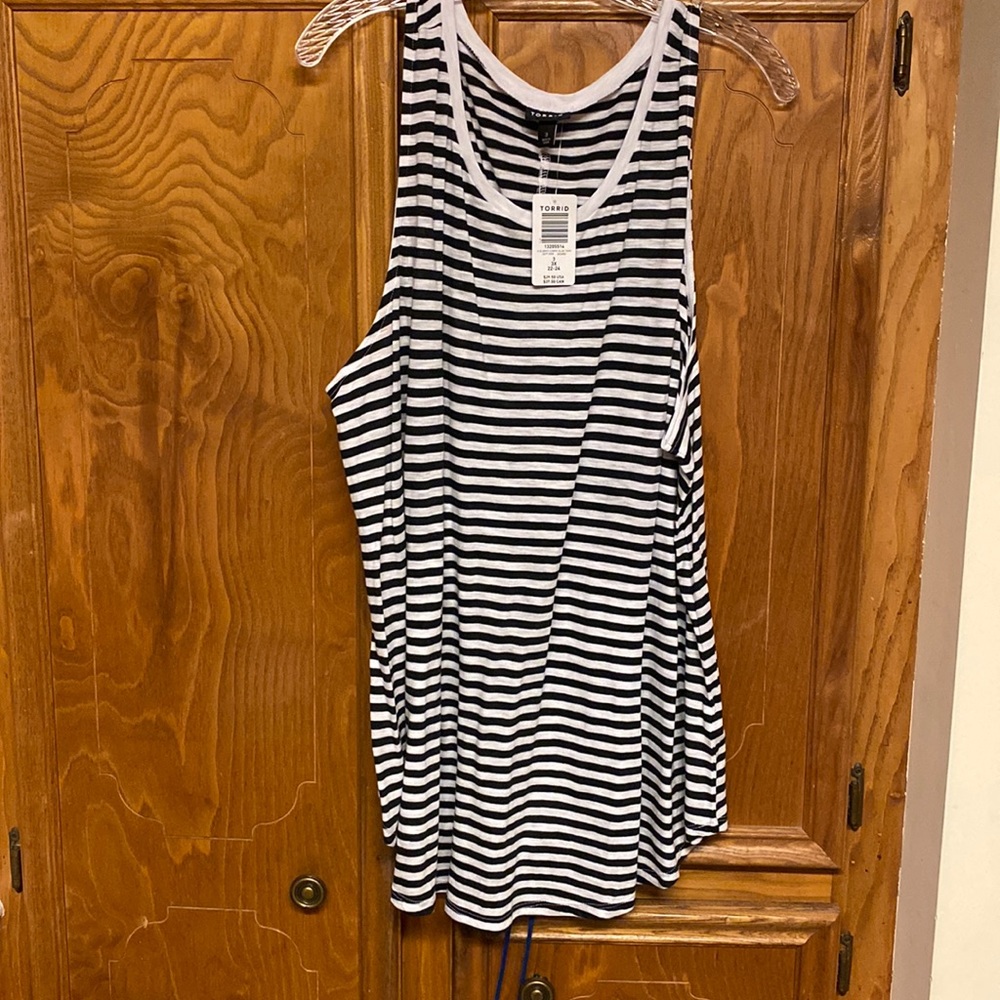NWT Torrid Black Striped Tank Top.